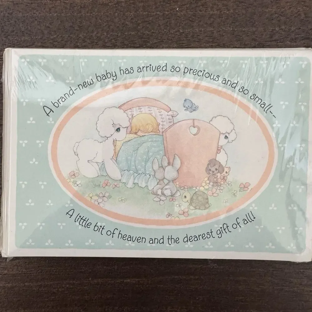 VTG Hallmark Precious Moments New Baby Birth Announcements Boy Or Girl Set Of‎ 8